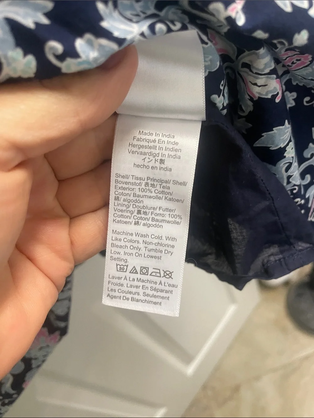 J. Crew Navy Floral Tiered Girls Dress with Pink and White Flowers